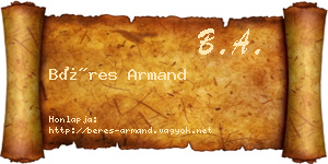 Béres Armand névjegykártya